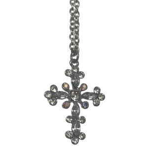 16inch Elegant Silver Cross Pendant Necklace